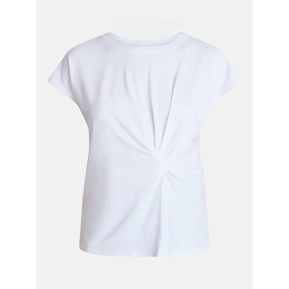 Time and Tru Women's Twist-Front Tee with Short Sleeves, Sizes XS-XXXL | Walmart (US)