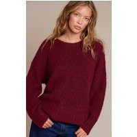 Burgundy Rib Detail Oversized Sweater | PrettyLittleThing US