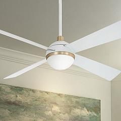 54" Minka Aire Orb White and Brass LED Ceiling Fan with Remote Control | Lamps Plus