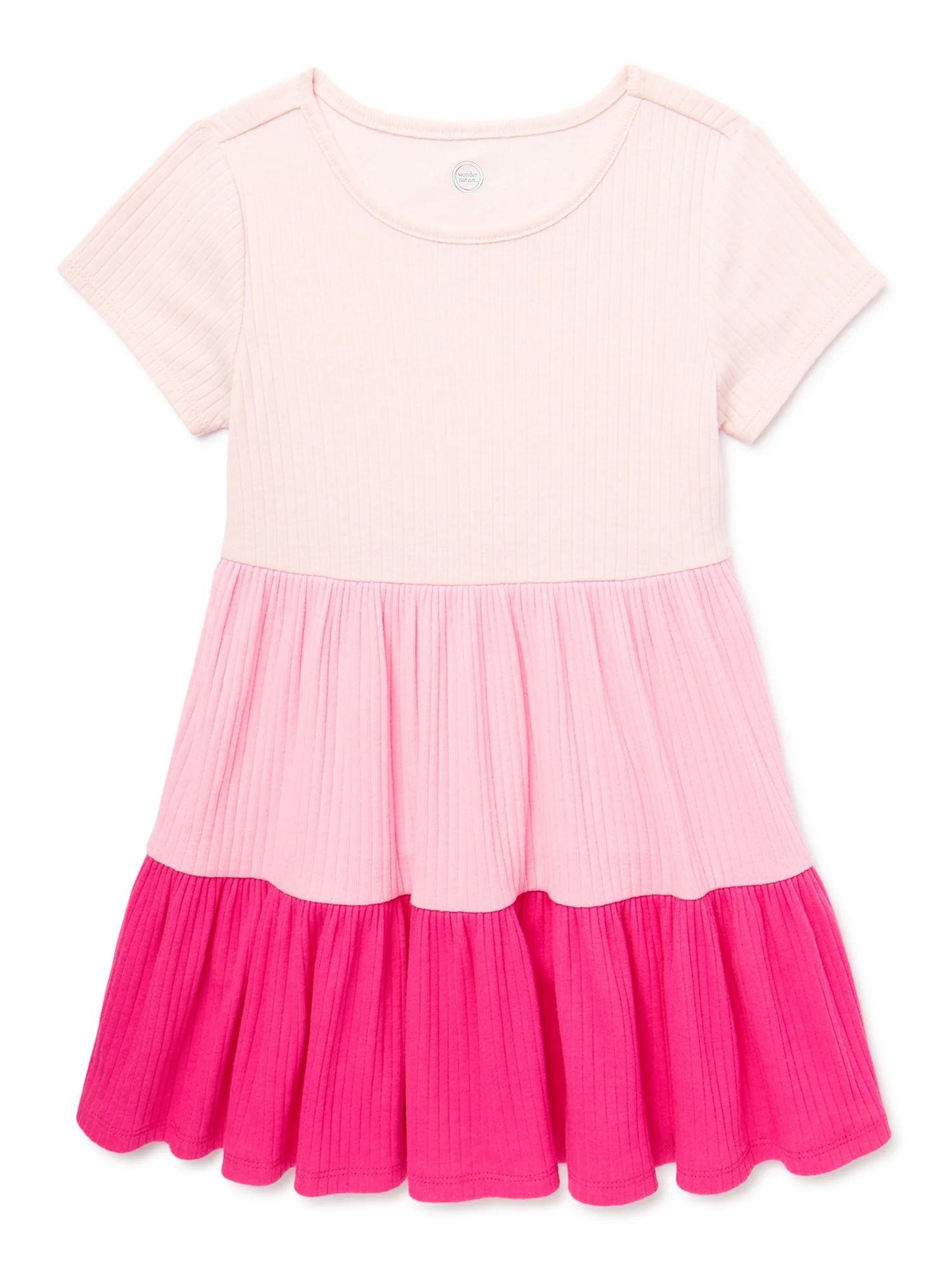 Wonder Nation Toddler Girl Play Dress with Tiered Skirt, Sizes 12M-5T - Walmart.com | Walmart (US)