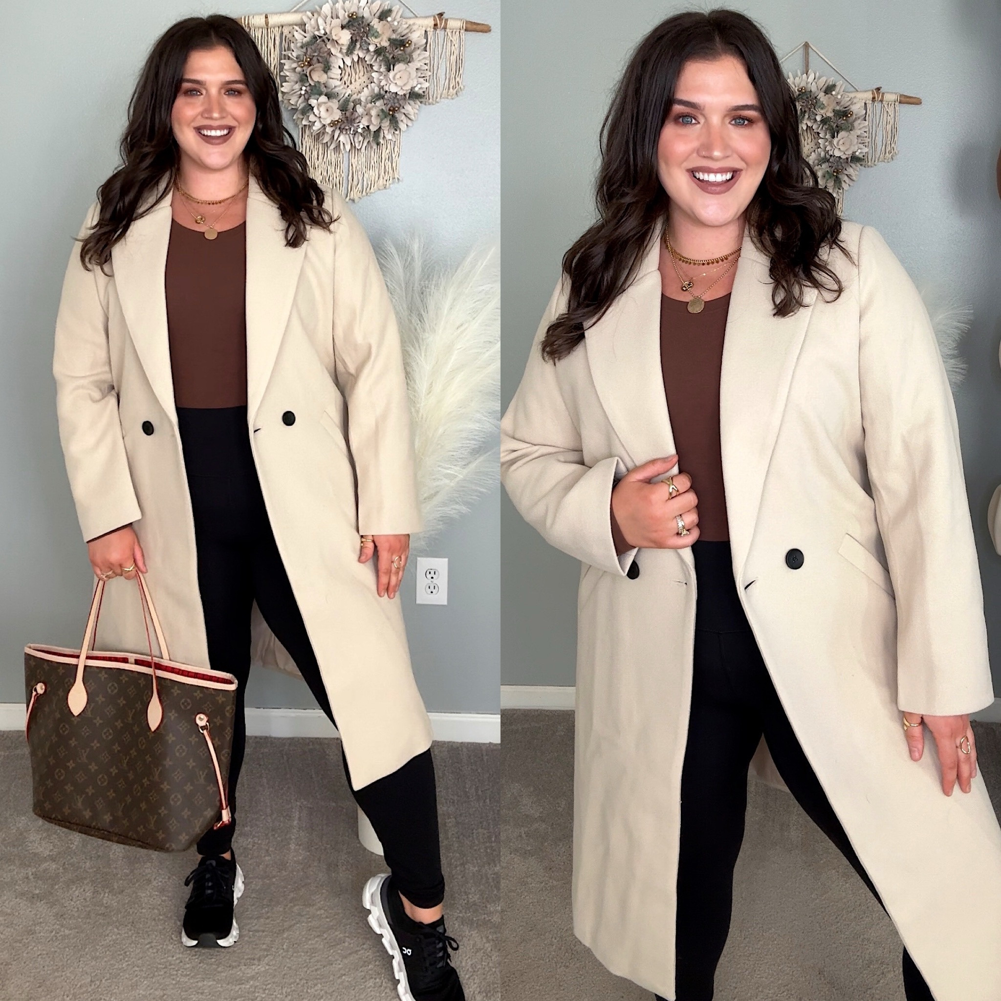 Everyday elevated casual outfit inspo. Pack of 5 stretchy seamless non-thong back bodysuits for $40. Basic black athletic leggings size XL paired with trench coat size XXL #ootd #casualoutfits #everydayoutfits #elevatedcasual #accessories #bodysuits #leggings #winterfashion 

#LTKplussize #LTKSeasonal #LTKstyletip