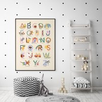 Animal Alphabet Poster- Educational Poster-Neutral Nursery Poster - Kids Wall Art Playroom Printable | Etsy (US)