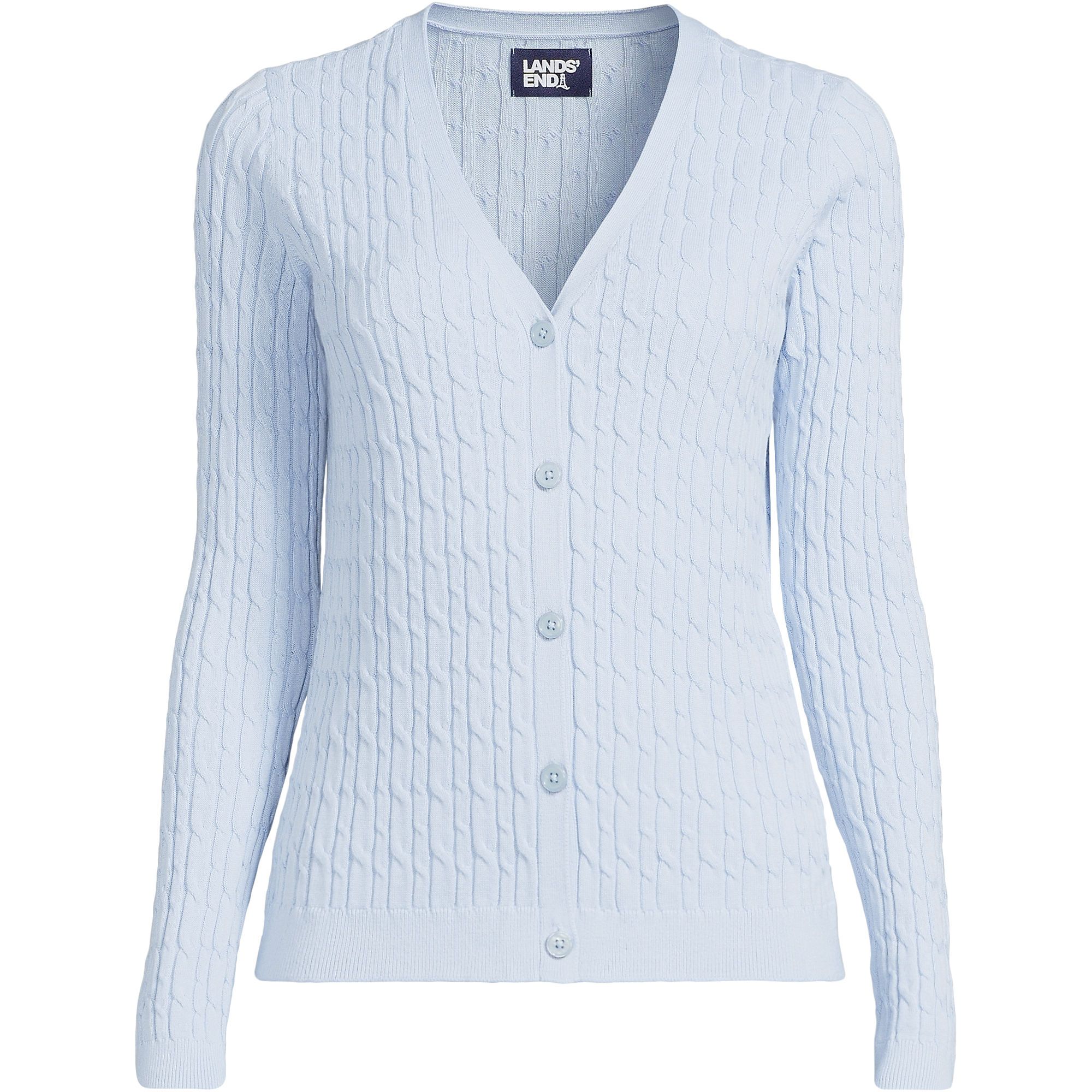 Women's Fine Gauge Cable Cardigan Sweater | Lands' End (US)