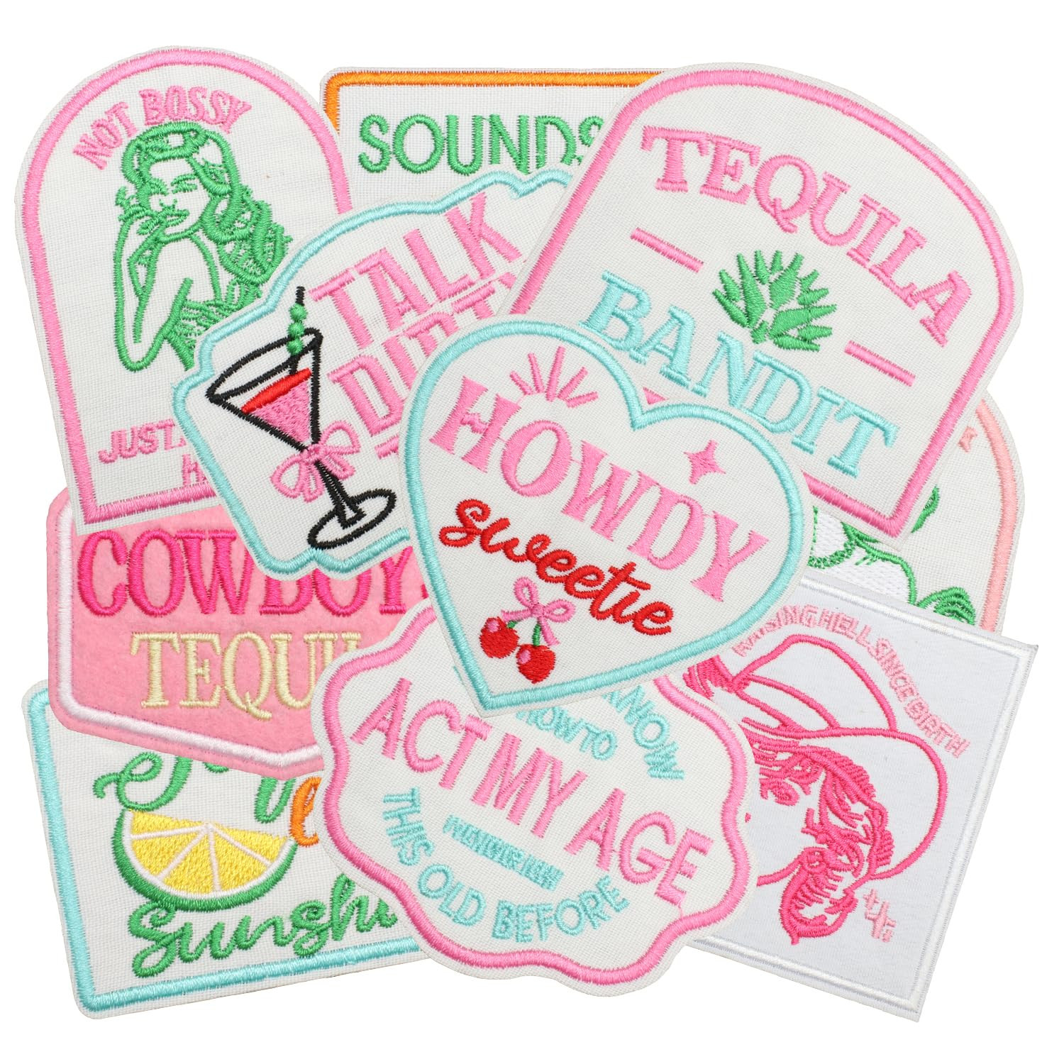 12pcs Pink Girl Iron/Sew on Patches, Cool Cowgirl Embroidered Applique, Fashion Decoration for Cl... | Amazon (US)
