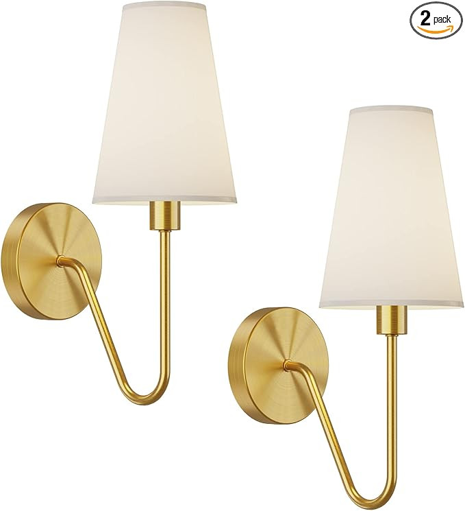 Electro bp;Single Head Classic 1 Light Wall Sconce Lighting Fixture Gold with Cream White Linen F... | Amazon (US)