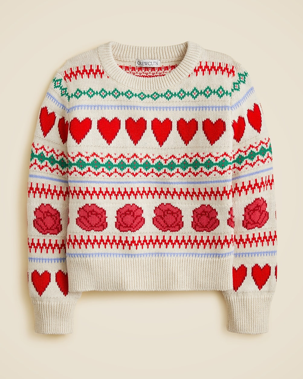 Girls' rosette Fair Isle sweater in cotton | J. Crew US