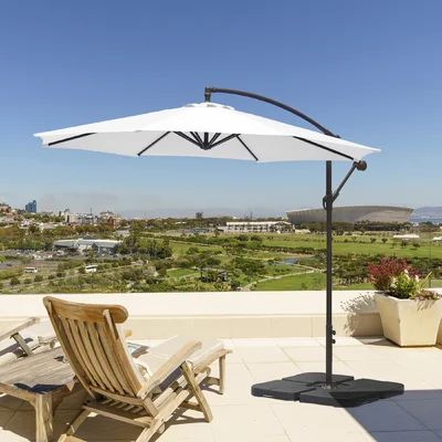 9' 8" Cantilever Umbrella LiXiang Fabric Color: White | Wayfair North America