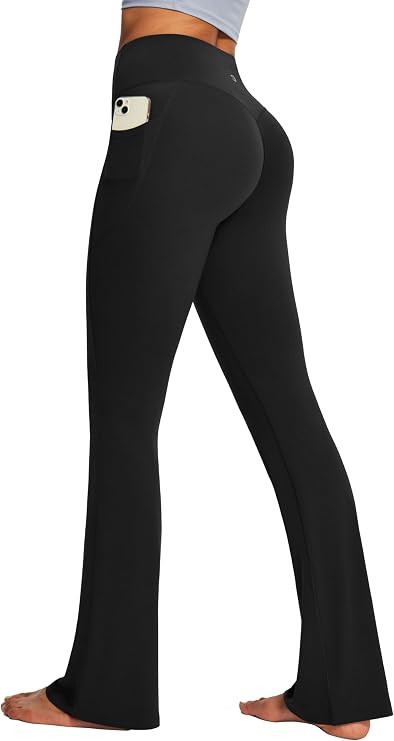 Mini Flare Leggings for Women Tummy Control Hidden Scrunch Butt Flared Yoga Pants with Pockets No... | Amazon (US)