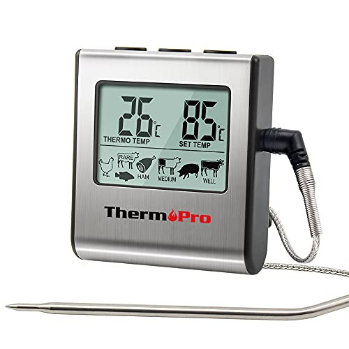 ThermoPro TP-16 Large LCD Digital Cooking Food Meat Smoker Oven Kitchen BBQ Grill Thermometer Clock  | Amazon (US)