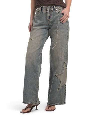 Star Baggy Jeans With Western Belt | TJ Maxx