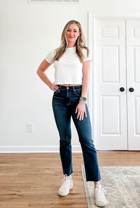 Outfit number 3 with the softest denim! This cropped boot is so comfortable and flattering. Mid rise and raw hem

#LTKSpringSale #LTKstyletip #LTKsalealert