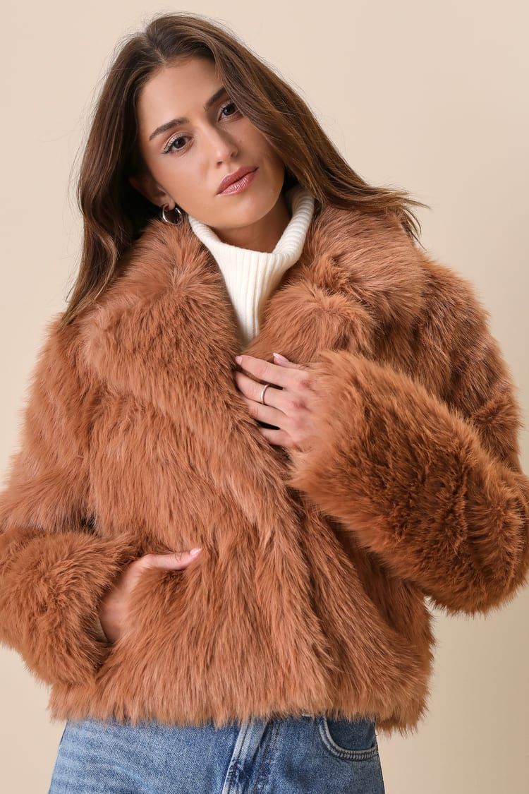 Luxurious Demeanor Brown Faux Fur Cropped Jacket | Lulus