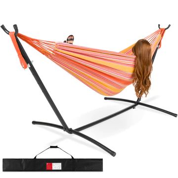 2-Person Brazilian-Style Double Hammock w/ Carrying Bag and Steel Stand | Best Choice Products 