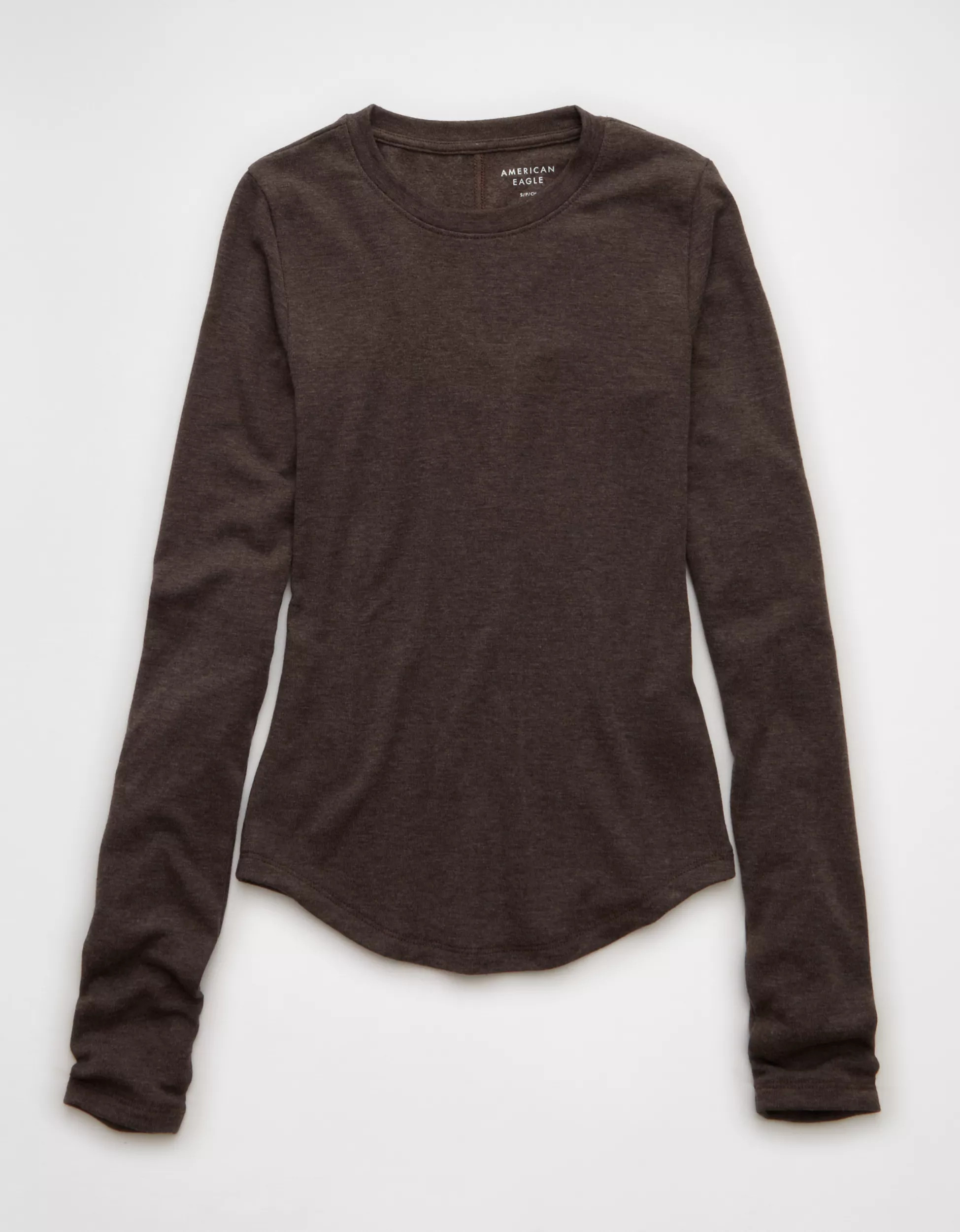 AE Long Sleeve Cozy Crewneck T-Shirt | American Eagle Outfitters (US & CA)