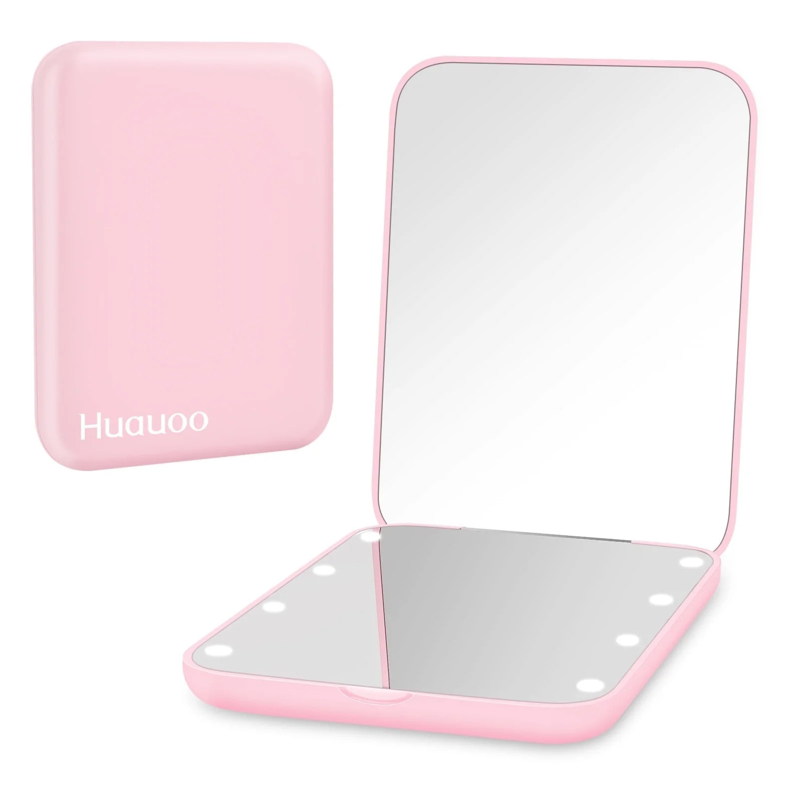 Huauoo Pocket Mirror, 1X/3X Magnification LED Compact Travel Makeup Mirror with Light | Walmart (US)