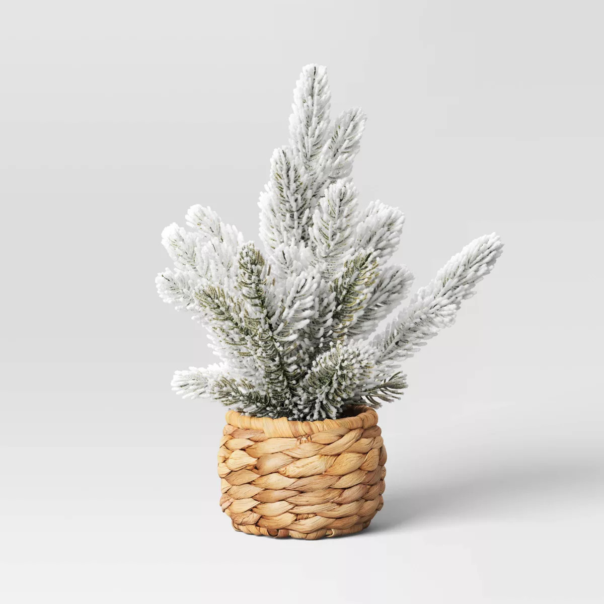 Artificial Flocked PE Tree in Woven Basket - Threshold™ | Target