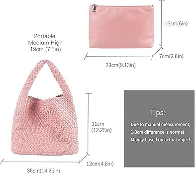 LMKIDS Women Vegan Leather Hand-Woven Tote Handbag Fashion Shoulder Top-handle Bag All-Match Unde... | Amazon (US)