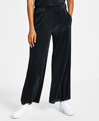 Women's Knit Plisse Wide-Leg Pants, Created for Macy's | Macy's