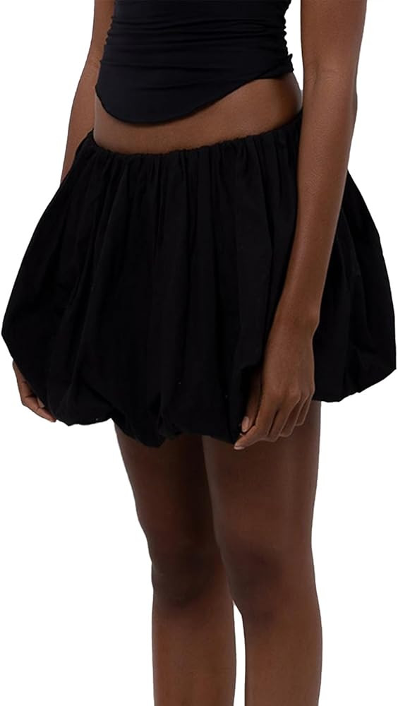 Women Bubble Mini Skirt A Line Puffy Skirts High Waist Summer Skirts Y2K Flowy Vacation Skirt | Amazon (US)