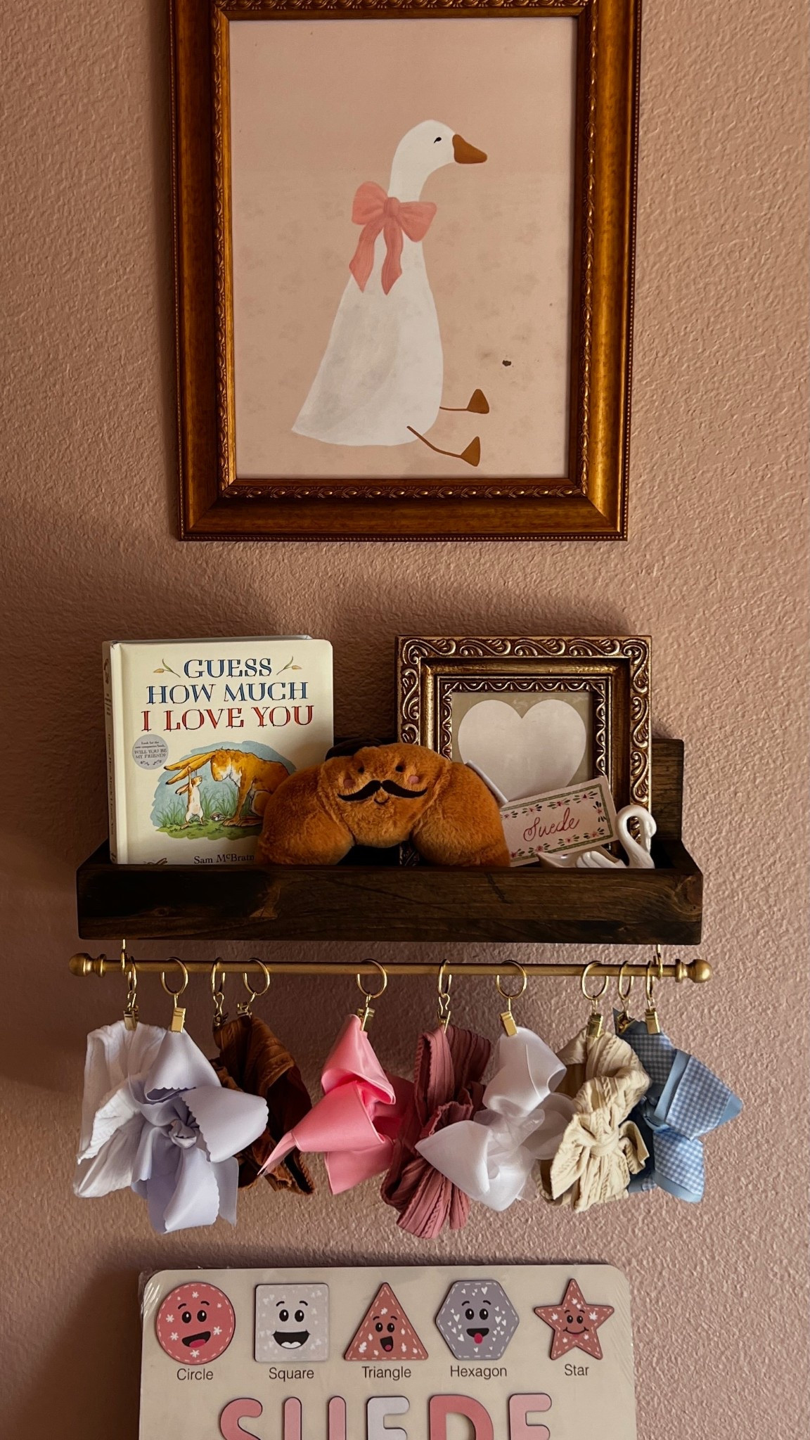 Bow storage for our girl! Love this little shelf and how it doubles as decoration for her nursery. 🎀

Nursery ideas, baby girl nursery, baby girl bows, etsy finds, etsy home decor, nursery ideas, baby girl nursery 

#LTKmomlife #LTKHome #LTKBaby