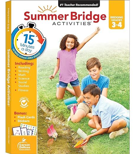 Summer Bridge Activities 3rd to 4th Grade Workbook, Math, Reading Comprehension, Writing, Science... | Amazon (US)