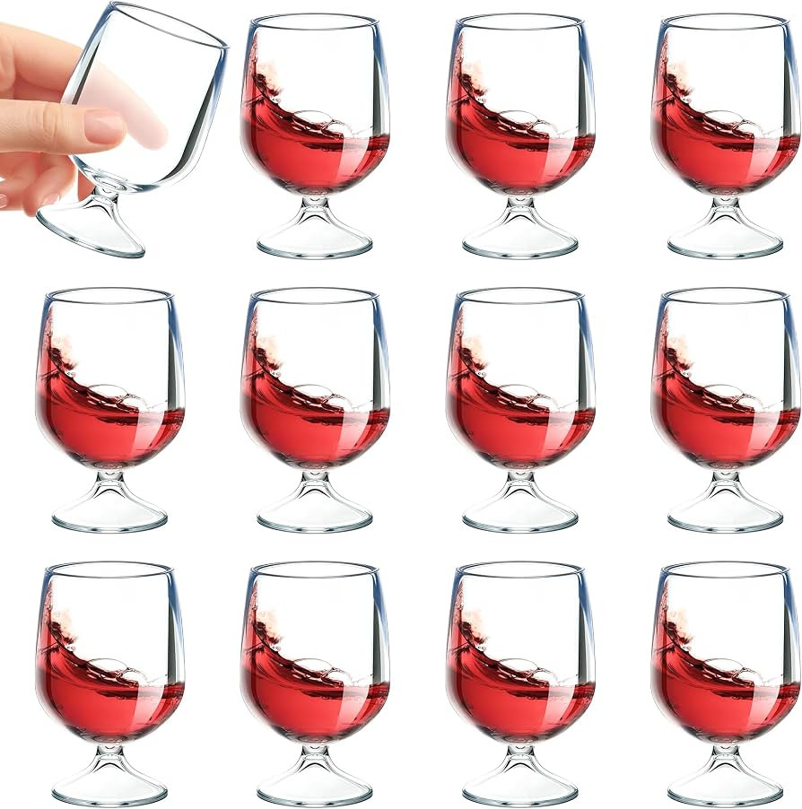 SAIAOKJ 12 PCS Mini Shot Glasses 1.75oz - Cute & Clear Plastic Wine Cups,Unbreakable Wine Glasses... | Amazon (US)