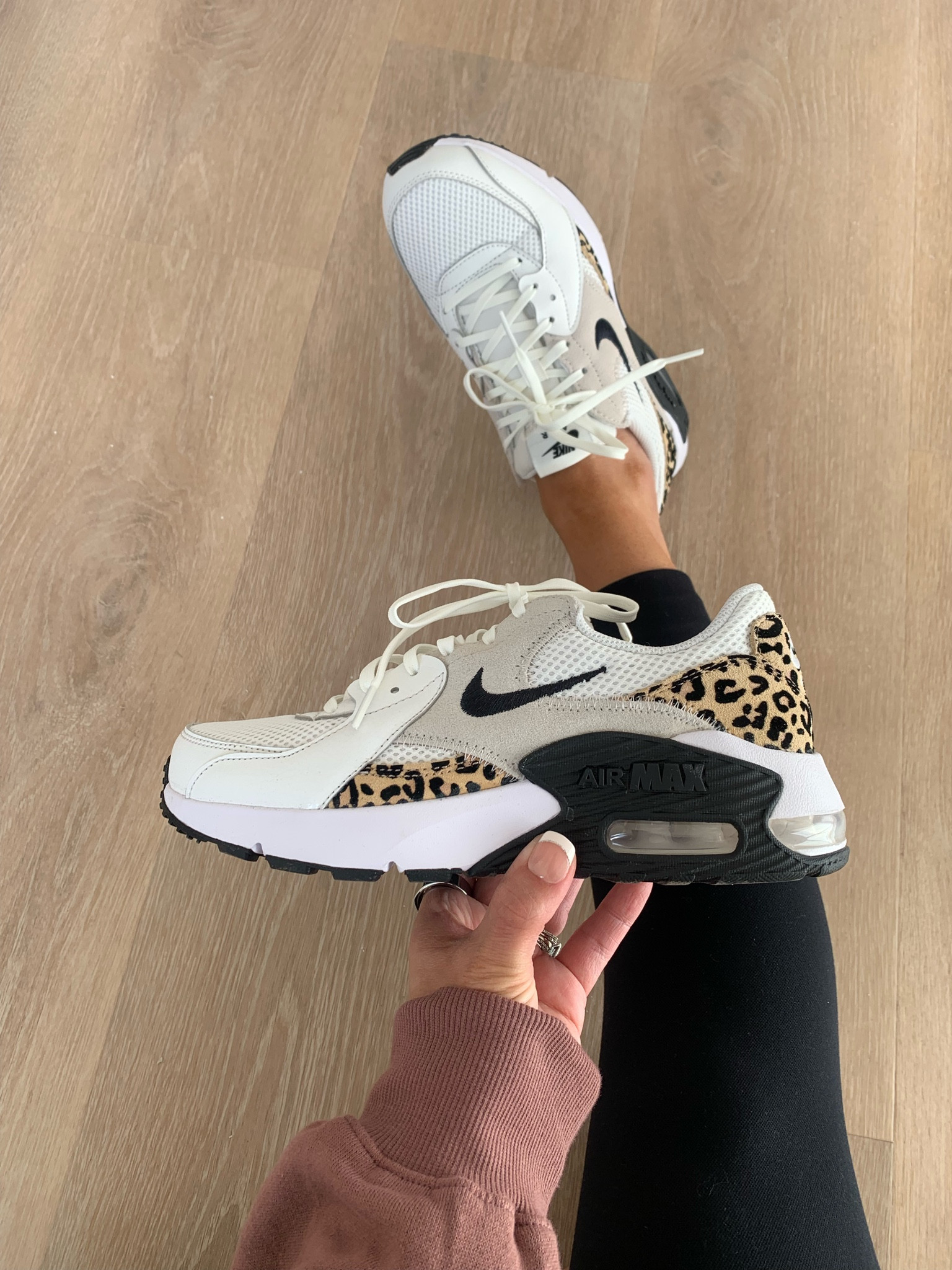 Love the pop of leopard! Neutral Nike air max excee, neutral Nike sneakers, casual sneakers, athletic sneakers, athleisure style, Nike, leopard 

#LTKFindsUnder100 #LTKShoeCrush #LTKSaleAlert