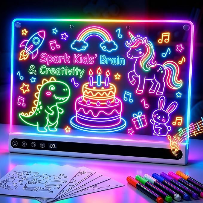 16" Rechargeable LED Drawing Board for Kids 3-12 Birthday Gifts, White | Amazon (US)