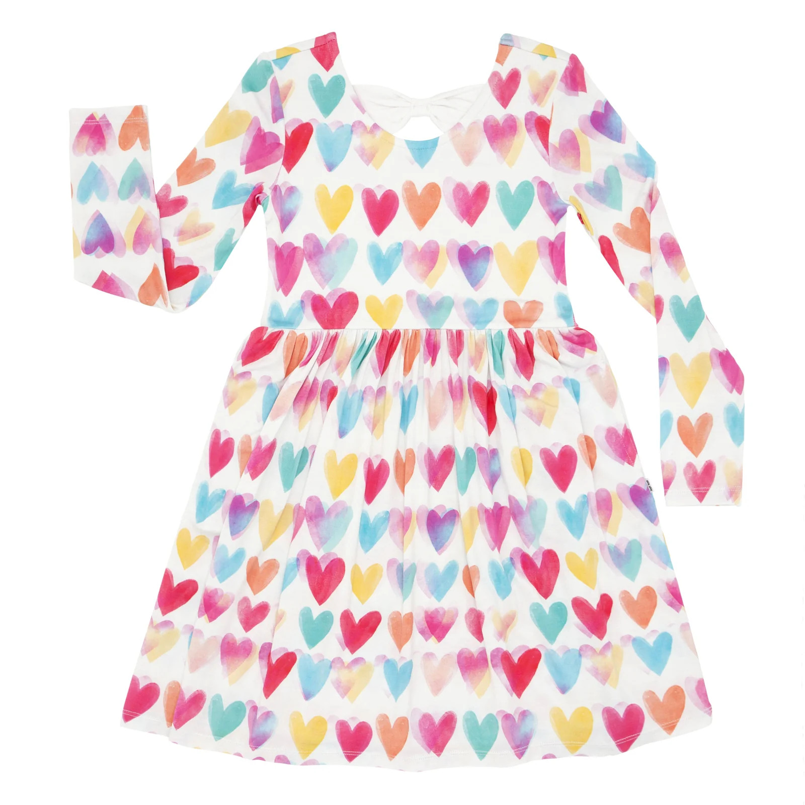 Watercolor Love Bow Back Skater Dress | Little Sleepies