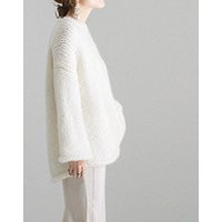 Hand Knit Woman Sweater Oversized Mohair Top Pullover White Cream | Etsy (US)