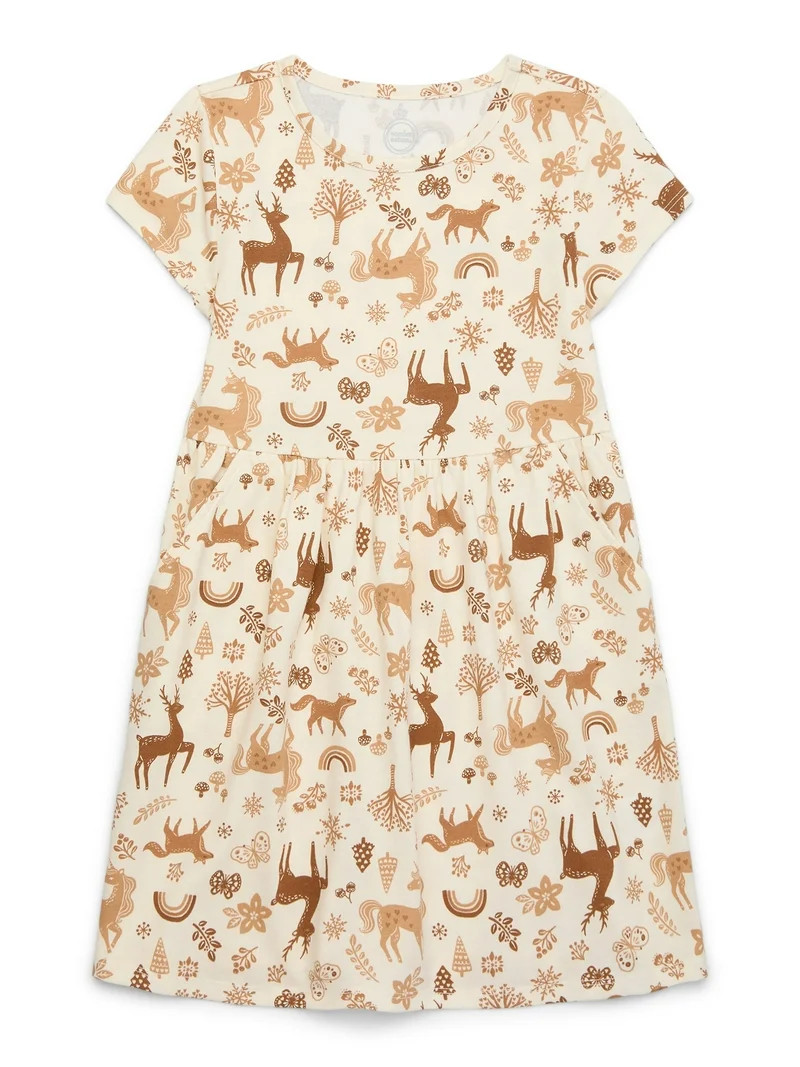 Wonder Nation Girls Play Dress with Short Sleeves, Sizes 4-18 & Plus | Walmart (US)
