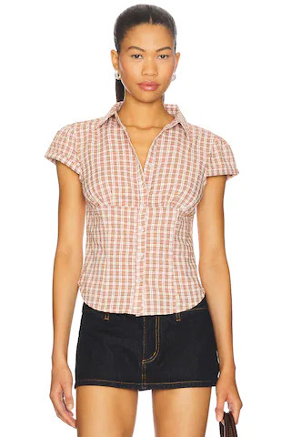 LIONESS Mon Cheri Blouse in Pink Check from Revolve.com | Revolve Clothing (Global)