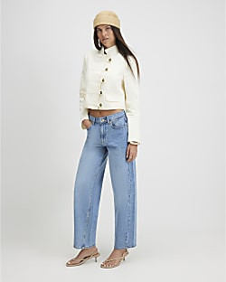 Blue Mid Rise Classic Barrel Leg Jeans | River Island UK & IE