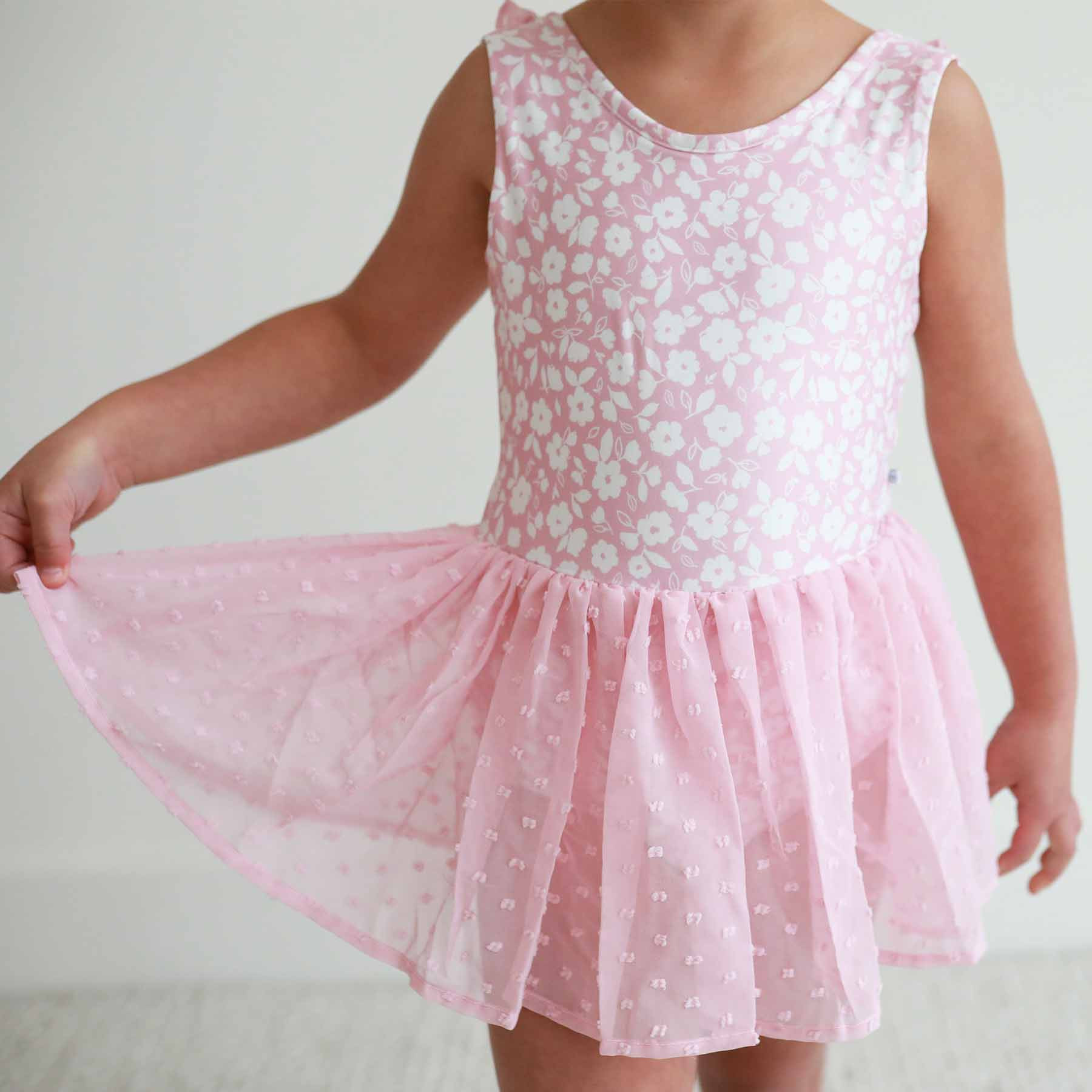 Sleeveless Swiss Dot Leotard | Tiny Blooms | Caden Lane