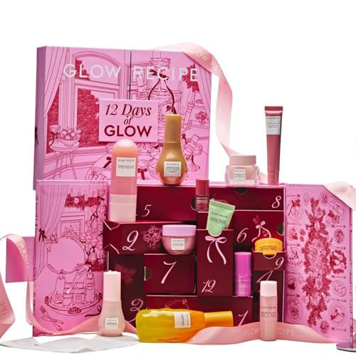 Glow Recipe 12 Days of Glow Advent Calendar - Limited-Edition Skincare Gift Set with Full-Size, Travel-Size & Mini Favorites for Hydration, Radiance & Barrier Support | Amazon (US)