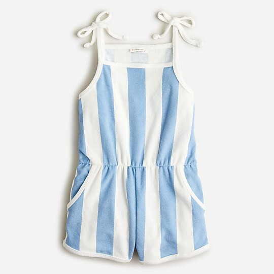 Girls' tie-shoulder romper in towel terry | J. Crew US