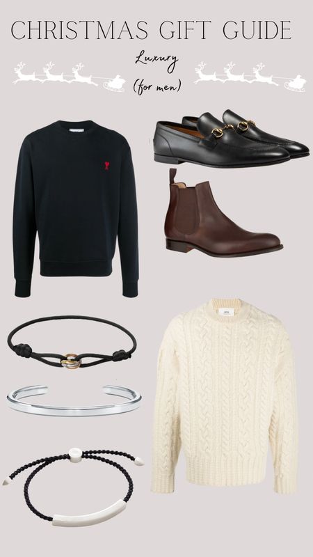 Men’s luxury gift guide 

Giftguide - mens giftguide - giftguide for men - Gucci - Gucci loafers - Gucci men’s shoes - church’s - church’s boots - men’s Chelsea boots - luxury men’s shoes - luxury men’s boots - amiparis - men’s luxury sweater - men’s sweater - cableknit - men’s cableknit sweater - men’s luxury jumper - men’s jewellery - Cartier trinity - Tiffany for men - men’s Cartier - men’s Tiffany - silver jewellery for men - Monica vinader for men - friendship bracelet for men - men’s silver jewellery - men’s gold jewellery 

#LTKGiftGuide #LTKmens #LTKFind