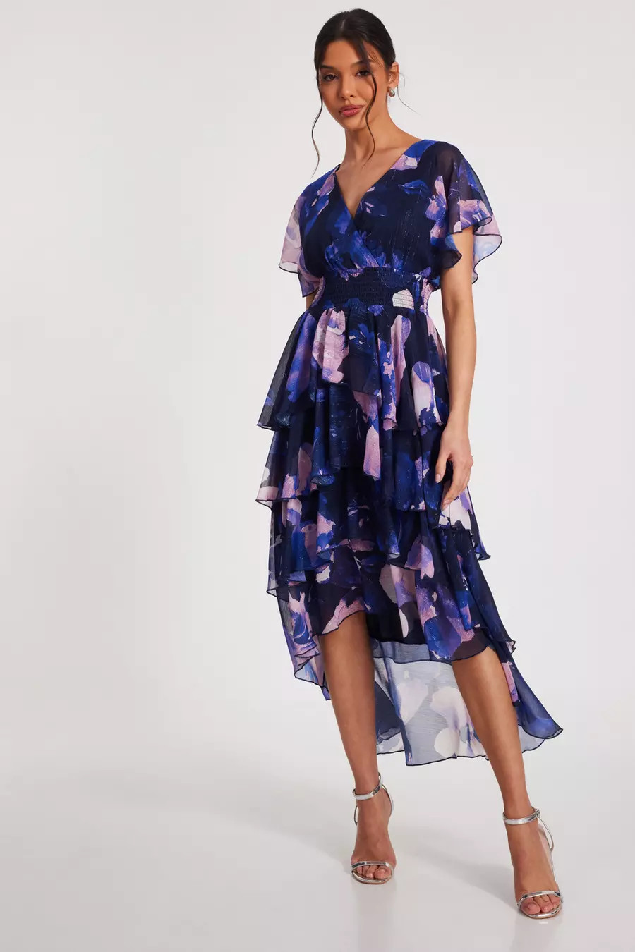 Navy Dip Hem Midi Dress | Quiz Clothing