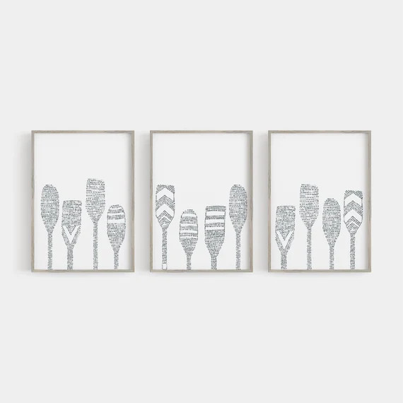 Paddle Print Set Oar Wall Artwork Lake House Decor Modern | Etsy | Etsy (US)