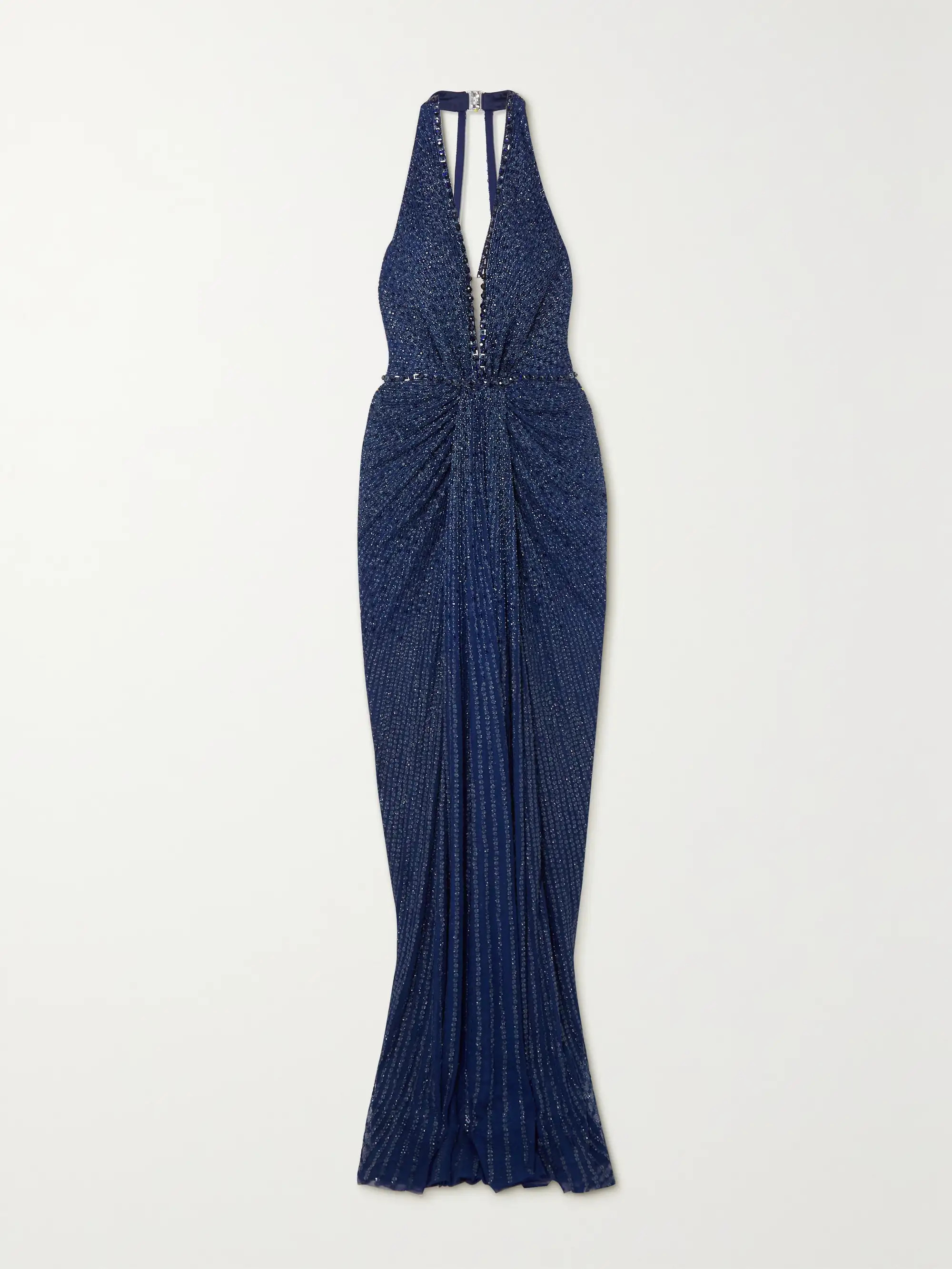 Navy Zooey embellished tulle halterneck gown | JENNY PACKHAM | NET-A-PORTER | NET-A-PORTER (US)