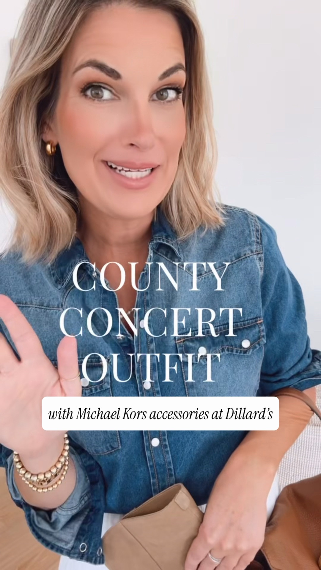 Shop your own closet for country concert outfits but stand out with these @michaelkors accessories from @dillards. If you need a boot that makes a statement and is wearable all day - these are perfect! The bag is a timeless shape and color. So is the watch. Avaliable Now at Dillard's!

#mkpartner