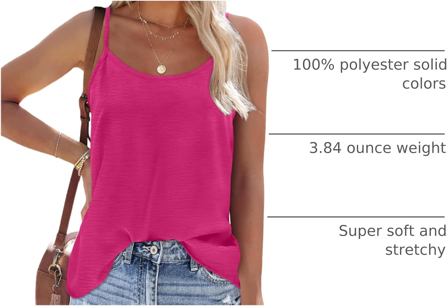 OFEEFAN Tank Top for Women Adjustable Spaghetti Strap Camisole Scoop Neck Sleeveless Cami Top S-3... | Amazon (US)