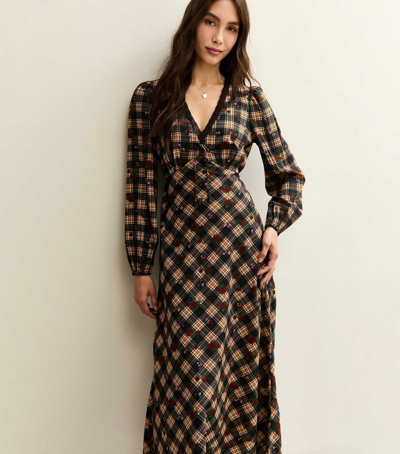 Black and Yellow Check Midi Dress | New Look | New Look (UK)