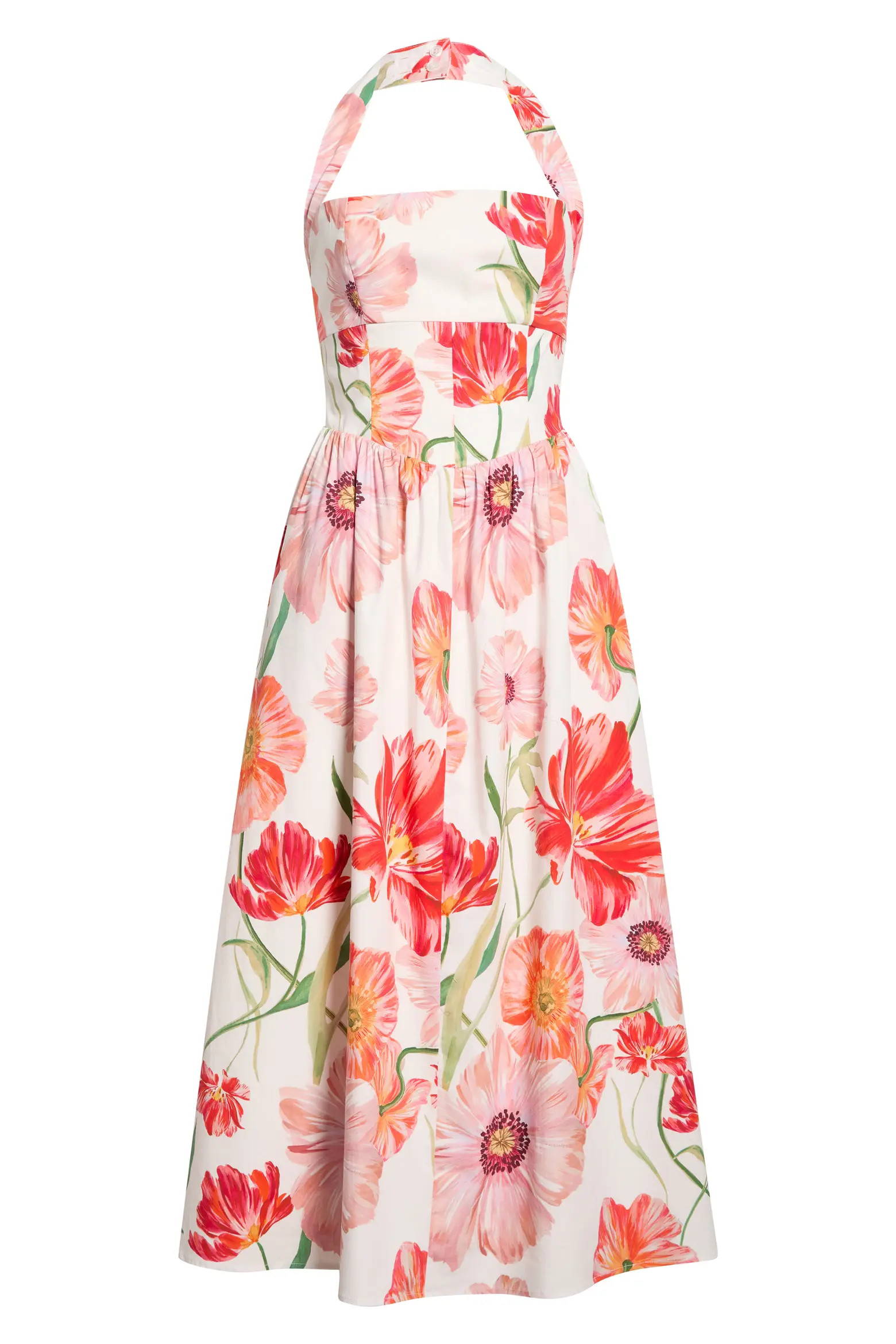 Camellia Floral Halter Neck Stretch Cotton Dress (Women) | Nordstrom | Nordstrom