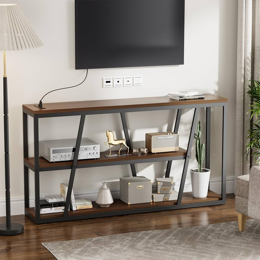 Console Table for Entryway, 3 Tier TV Cabinet with Storage Shelves, Long Sofa Table for Entry Way... | Amazon (US)