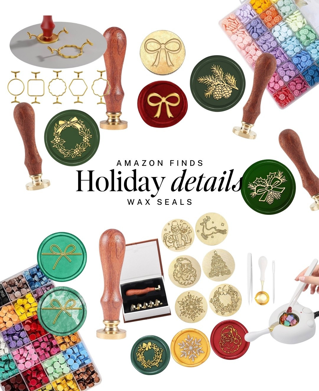 It's all in the details. I found the perfect bow wax seal and more for those holiday Christmas cards!  The prettiest and easy craft to uplevel your holiday vibe. 

I even found molds that create the PERFECT shape.  

Some of these are Amazon Black Friday deals, so hurry before they sell out! 

#LTKHoliday #LTKSaleAlert #LTKCyberWeek

#LTKGiftGuide #LTKHoliday #LTKSeasonal