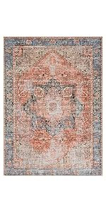 Artistic Weavers Suri Vintage Washable Area Rug 7'10" x 10'2", Rust/Blue | Amazon (US)
