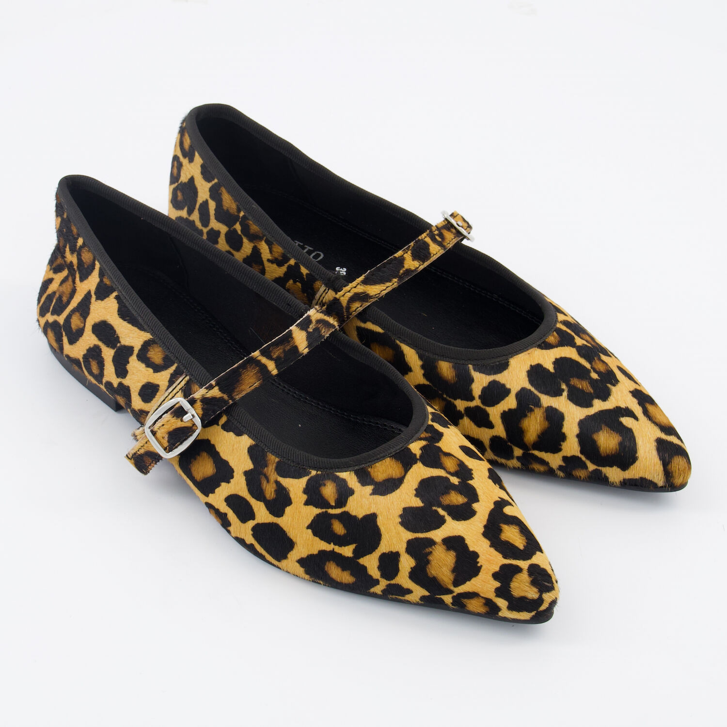 Brown Leopard Spot Leather Ballerina Flats | TK Maxx