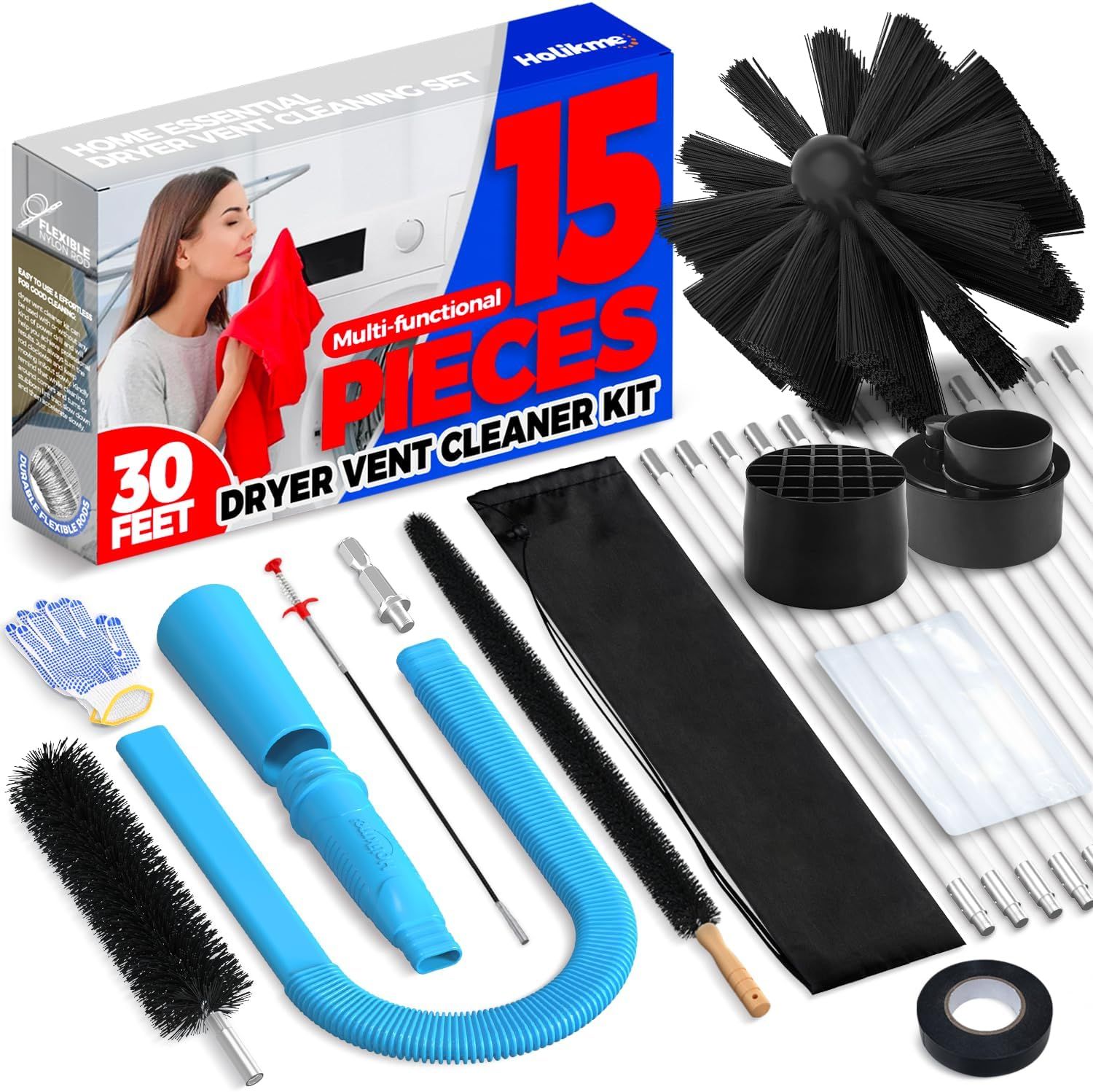 Holikme 11 Pieces Dryer Vent Cleaner Kit Dryer Cleaning Tools, Include 30 Feet Dryer Vent Brush,O... | Amazon (CA)
