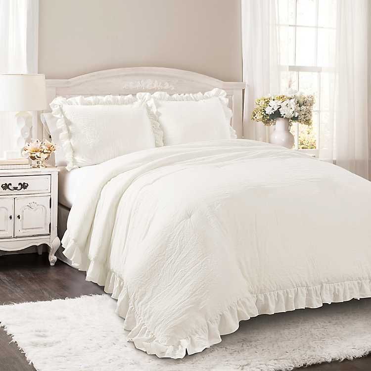 White Riley 3-pc. Full/Queen Comforter Set | Kirkland's Home